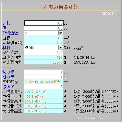 沖裁力簡易計算